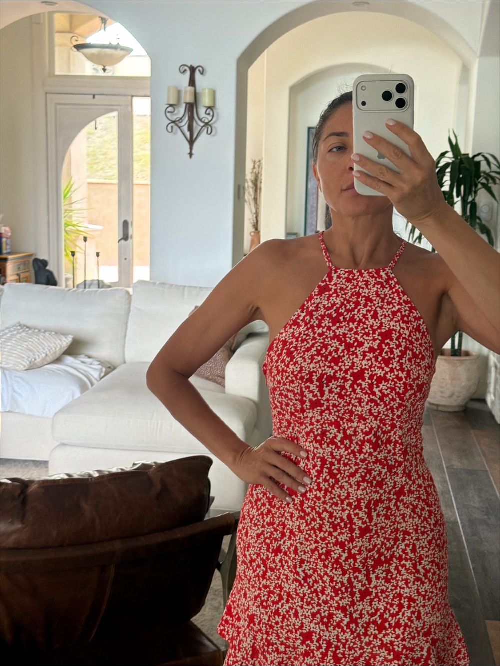 Zara Red Floral Halter Mini Dress - Picture 5 of 6